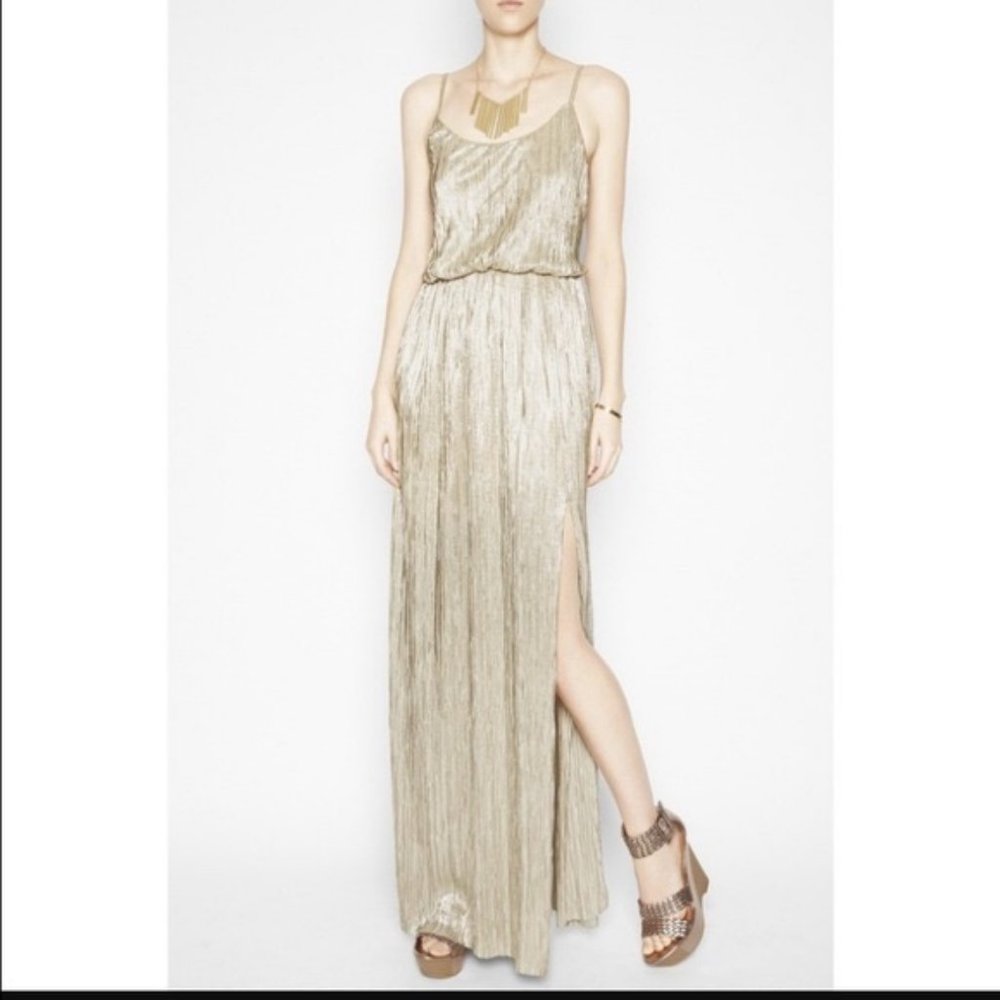 BCBGeneration Gold high slit maxi dress